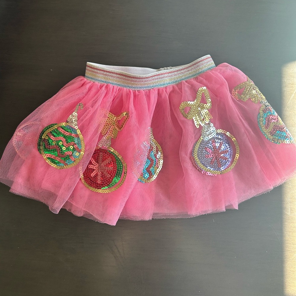 Mud Pie Hot Pink Tulle Skirt with Rainbow Waistband